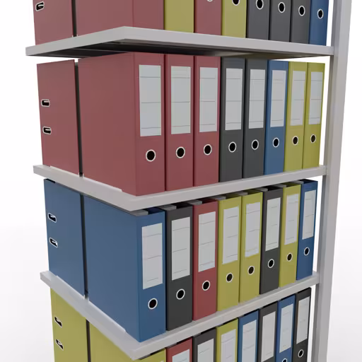 Figuur nr. 9 van het artikel aanbouwrekken, kantoorrekken, insteeksysteem MULTIplus150, 2300 x 750 x 600 mm, 7 planken, lengtestangen, zonder middenaanslag, lichtgrijs uit de productgroep kantoorrekken van Schulte Lagertechnik.
