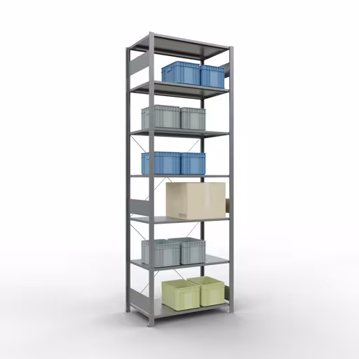 Basisplank, legplank, insteeksysteem MULTIplus85, 3000 x 1000 x 600 mm (HxBxD), 7 legborden, kruisschoor, verzinkt uit de categorie basisplanken met de GTIN 4004514202383 Basisplank, legbord, insteeksysteem MULTIplus85, 3000 x 1000 x 600 mm, 7 legborden, verzinkt van het merk Schulte Lagertechnik uit het assortiment insteeksysteem