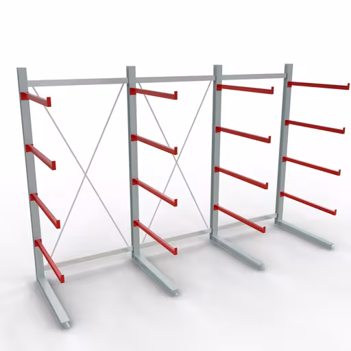 Afbeelding nr. 8 van het artikel K 6000 complete stelling, eenzijdig, 3000 x 4500 x 1250 mm, RAL 7001 / RAL 3000, 5 opslagniveaus uit de productgroep draagarmstellingen van het merk Schulte Lagertechnik
