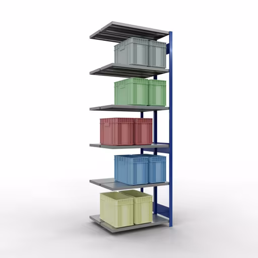 Andere weergave van het artikel Aanbouwplank, dubbele plank, legplank-insteeksysteem MULTIplus250, 3000 x 1000 x (2x400) mm, 2x7 legborden, RAL 5010 gentiaanblauw uit de categorie dubbele legborden