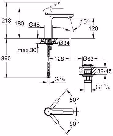 GROHE ééngreeps wastafelmengkraan Lineare 23106_1 S-Maat chroom