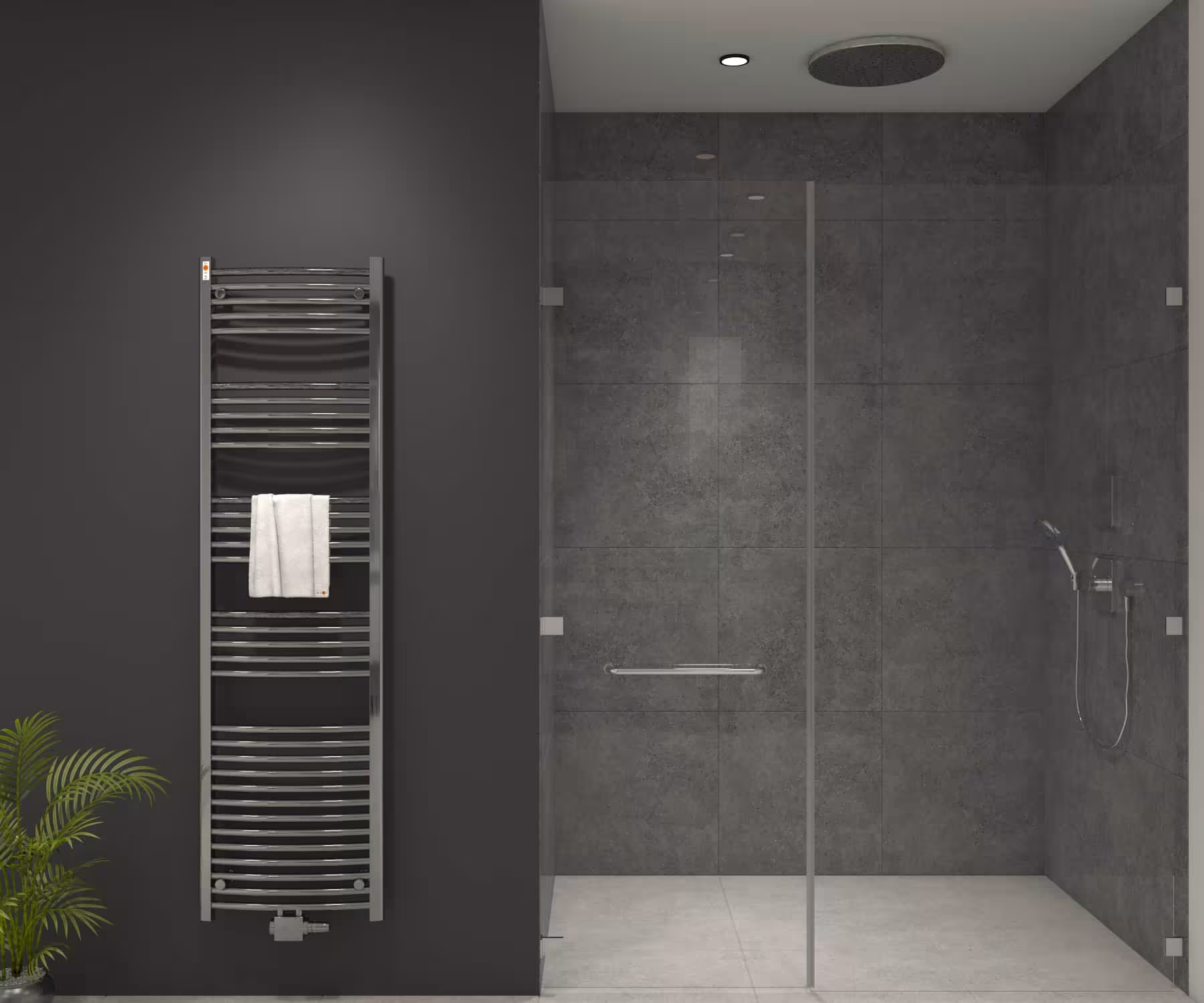 Badkamerradiator gebogen chroom, 500 x 1800 mm, middenaansluiting van MERT MERT badkamerradiator gebogen chroom, middenaansluiting, badkamerradiator, art.nr. 4-50x180 st