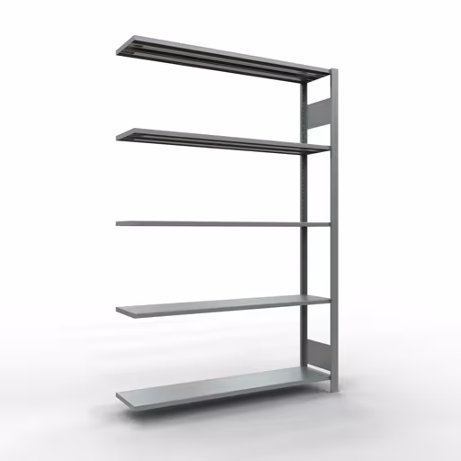 Aanbouwrekken, legborden, insteeksysteem MULTIplus150, 2000 x 1300 x 300 mm (HxBxD), 5 legborden, lengtebalk, verzinkt, aanbouwplank, art.nr. 12735-130-LR