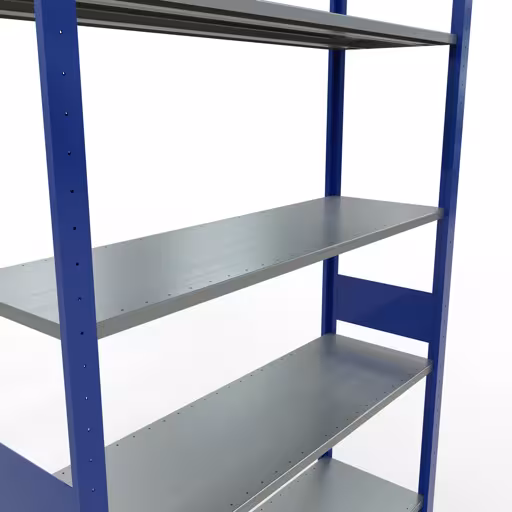 Basisplank, legplank, insteeksysteem MULTIplus150, 3000 x 1300 x 400 mm (HxBxD), 7 legborden, lengtestangen, RAL 5010 gentiaanblauw/verzinkt met artikelnr. 12742-130-LR-B Basisplank, legplank, insteeksysteem MULTIplus150, 3000 x 1300 x 400 mm, 7 legborden, RAL 5010 gentiaanblauw/verzinkt van Schulte Lagertechnik uit de categorie insteeksystemen