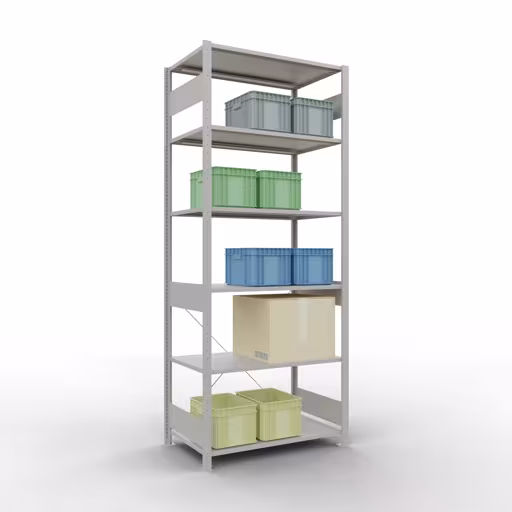 Productafbeelding nr. 14 van het artikel basisplank, legbord, insteeksysteem MULTIplus150, 2500 x 1000 x 600 mm (HxBxD), 6 legborden, kruisschoor, RAL 7035 lichtgrijs Figuur nr. 14 van het artikel basisplank, legbord, insteeksysteem MULTIplus150, 2500 x 1000 x 600 mm, 6 legborden, kruisschoor, RAL 7035 lichtgrijs uit de productgroep insteeksysteem van Schulte Lagertechnik.