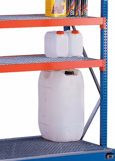 W 100 Milieustellingset, aanbouwplank, 2000 x 1250 x 600 mm, blauw/oranje/verzinkt uit de categorie W100 voor vakbelasting tot 1050 kg met GTIN 4004514260666 W 100 Milieustellingset, 2000 x 1250 x 600 mm, blauw/oranje/verzinkt van Schulte Lagertechnik uit het assortiment breedvakstellingen