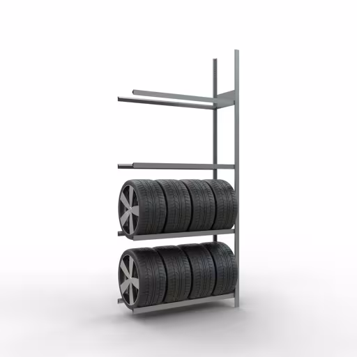 Aanbouwrek, wielen-/bandenrek, 2750 x 1200 x 400 mm, verzinkt, 4 opslagniveaus met 150 kg vakbelasting per niveau van Schulte Lagertechnik met artikelnr. 20993