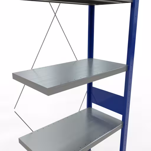 Figuur nr. 13 van het artikel aanbouwrekken, legbordstellingen, insteeksysteem MULTIplus250, 3000 x 750 x 400 mm, 7 legborden, kruisschoor, RAL 5010 gentiaanblauw/verzinkt/verzinkt uit de productgroep insteeksysteem van Schulte Lagertechnik.