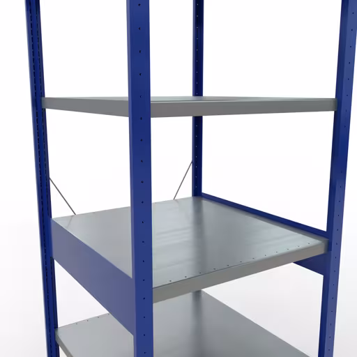 Basisplank, legplank, insteeksysteem MULTIplus250, 2500 x 750 x 800 mm, 6 legborden, RAL 5010 gentiaanblauw/verzinkt/verzinkt van Schulte Lagertechnik met artikelnr. 12981-75-B