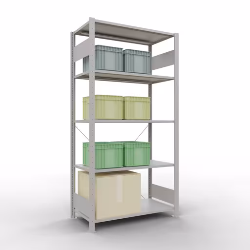 Figuur nr. 14 van het artikel basisplank, legbord, insteeksysteem MULTIplus150, 2000 x 1000 x 500 mm, 5 legborden, kruisschoor, RAL 7035 lichtgrijs uit de productgroep insteeksysteem van Schulte Lagertechnik.