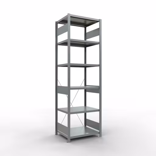 Figuur nr. 14 van het artikel basisrek, legbord, insteeksysteem MULTIplus250, 2500 x 750 x 600 mm, 6 legborden, kruisschoor, verzinkt uit de insteeksysteem productgroep van Schulte Lagertechnik.
