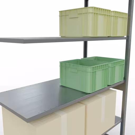 Aanbouwrekken, rekken, insteeksysteem MULTIplus150, 2500 x 1300 x 600 mm, 6 legborden, lengtestangen, verzinkt van Schulte Lagertechnik uit het assortiment insteeksysteem