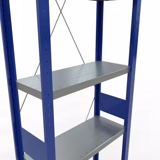 Figuur nr. 15 van het artikel basisrek, legbord, insteeksysteem MULTIplus250, 3000 x 750 x 300 mm, 7 legborden, kruisschoor, RAL 5010 gentiaanblauw/verzinkt/verzinkt uit de insteeksysteem productgroep van Schulte Lagertechnik.