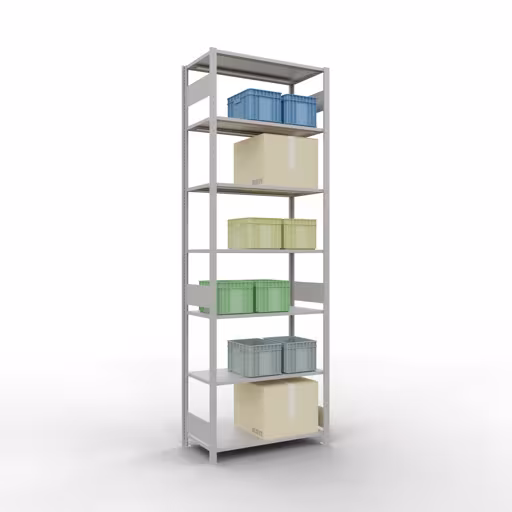 Basisplank, legbord, insteeksysteem MULTIplus85, 3000 x 1000 x 500 mm, 7 planken, RAL 7035 lichtgrijs van Schulte Lagertechnik uit het plug-in systeem assortiment