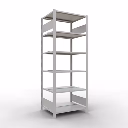 Productafbeelding nr. 13 van het artikel basisplank, kantoorplank, insteeksysteem MULTIplus150, 2000 x 750 x 600 mm, 6 planken, lengtestangen, met middenaanslag, lichtgrijs Afbeelding nr. 13 van het artikel, kantoorrekken, insteeksysteem MULTIplus150, 2000 x 750 x 600 mm, 6 planken, met middenaanslag, lichtgrijs uit de productgroep kantoorrekken van Schulte Lagertechnik