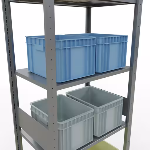 Basisplank, legplank, insteeksysteem MULTIplus150, 3000 x 750 x 500 mm (HxBxD), 7 legborden, lengtestangen, verzinkt met GTIN 4004514280527 Basisplank, legbord, insteeksysteem MULTIplus150, 3000 x 750 x 500 mm, 7 legborden, verzinkt van Schulte Lagertechnik met het artikelnr. 12752-75-LR