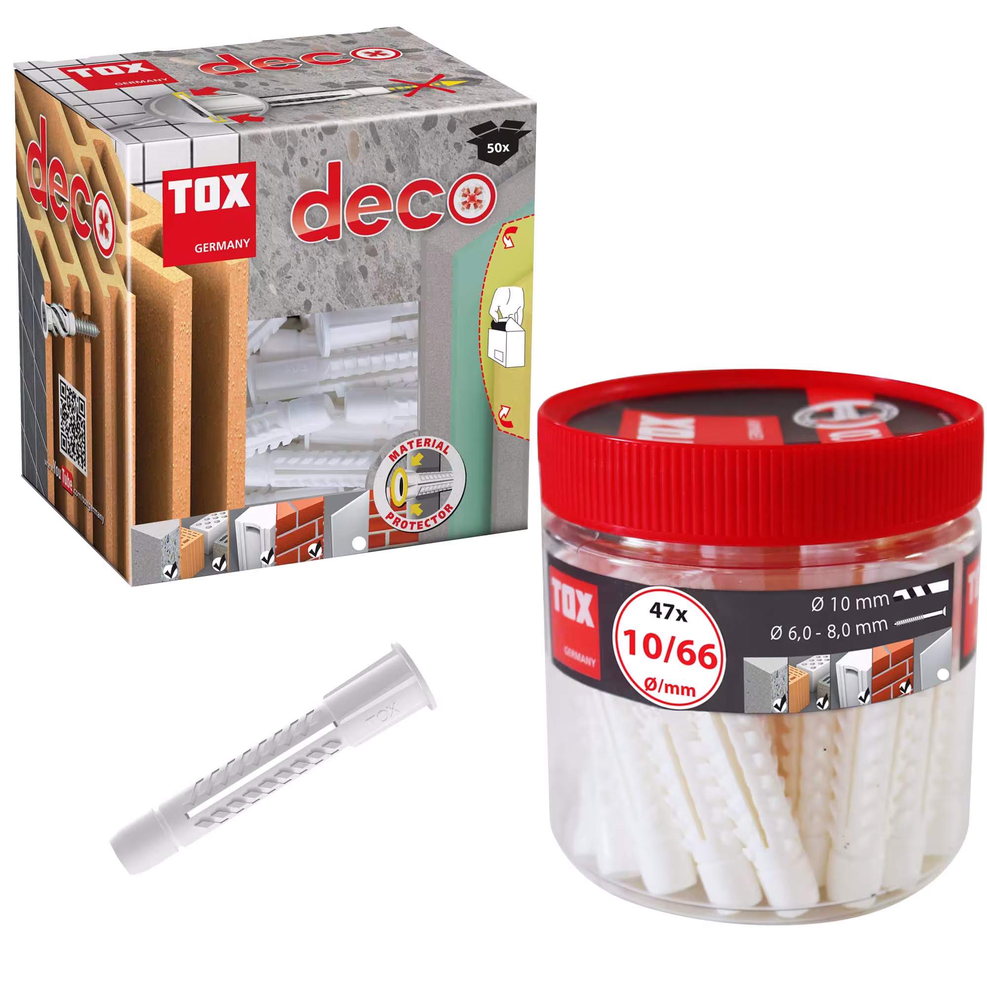 Universele plug Deco 6x28 mm in ronde doos uit de categorie kunststof pluggen & spreidpluggen met de GTIN 4049563004793 TOX allesplug Deco van het merk TOX uit de categorie kunststof pluggen & spreidpluggen