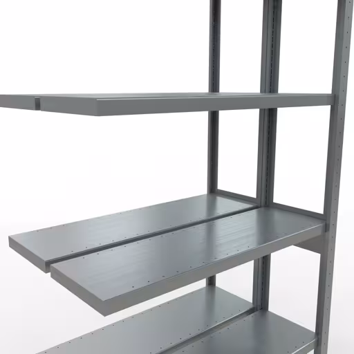 Andere weergave van het artikel Aanbouwplank, dubbele plank, legplank-insteeksysteem MULTIplus250, 2500 x 1000 x (2x300) mm (HxBxD), 2x6 legborden, lengtestangen, verzinkt Andere weergave van het artikel Aanbouwrekken, dubbele rekken, rekkensysteem MULTIplus250, 2500 x 1000 x (2x300) mm, 2x6 planken, lengtestangen, verzinkt uit de categorie rekken