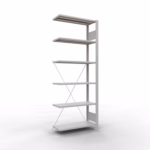 , kantoorrekken, insteeksysteem MULTIplus85, 2000 x 750 x 300 mm, 6 planken, zonder aanslaglijst, lichtgrijs van Schulte Lagertechnik uit het assortiment kantoorrekken