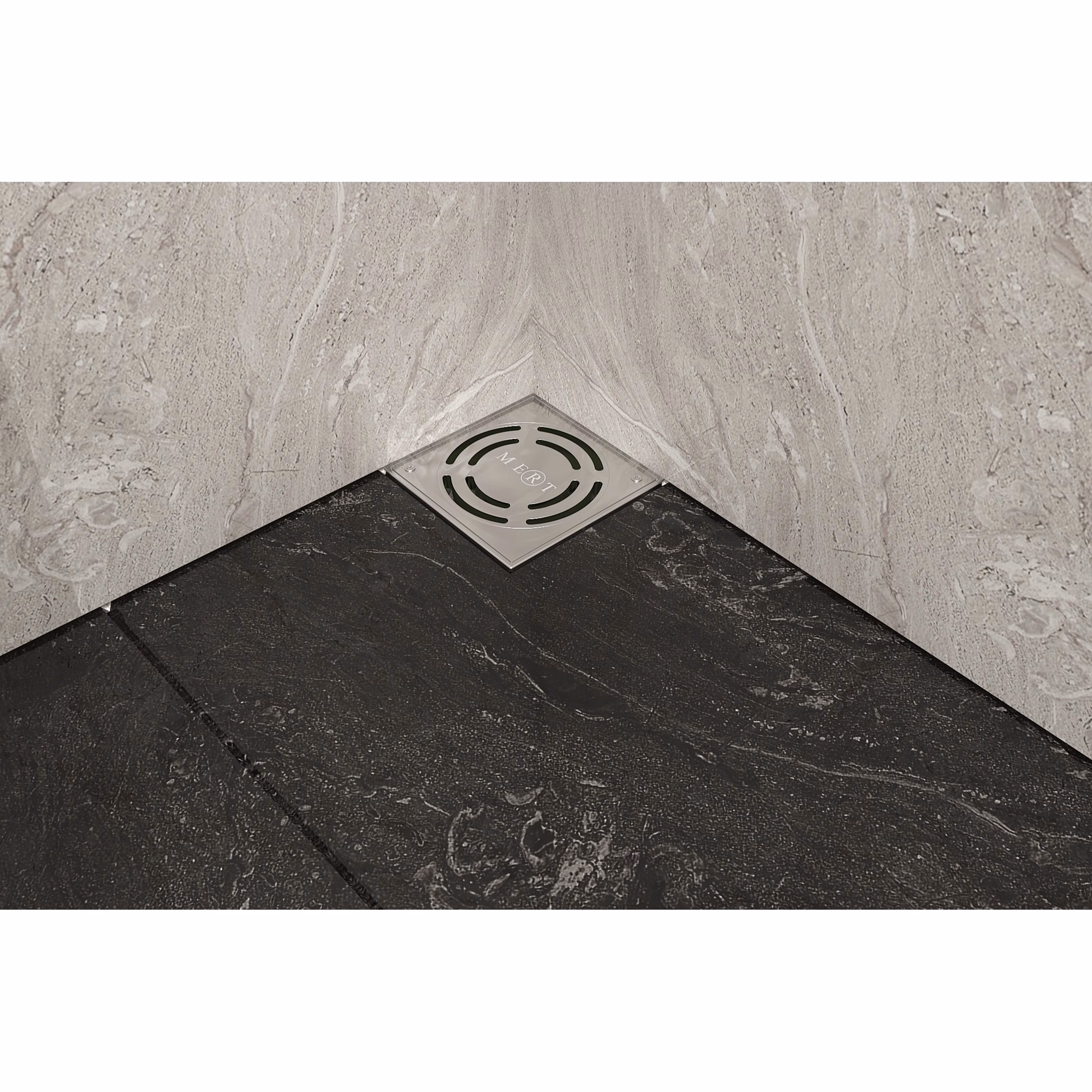 MERT vloerafvoer met veiligheidssleutel geheel van roestvrij staal (304), 100x100mm