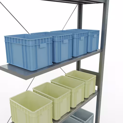 Productafbeelding nr. 16 van het artikel Aanbouwrekken, legbordstellingen, insteeksysteem MULTIplus85, 3000 x 1000 x 300 mm (HxBxD), 7 legborden, kruisschoor, verzinkt Figuur nr. 16 van het artikel aanbouwrekken, legbordstellingen, insteeksysteem MULTIplus85, 3000 x 1000 x 300 mm, 7 legborden, verzinkt uit de productgroep insteeksysteem van het merk Schulte Lagertechnik.