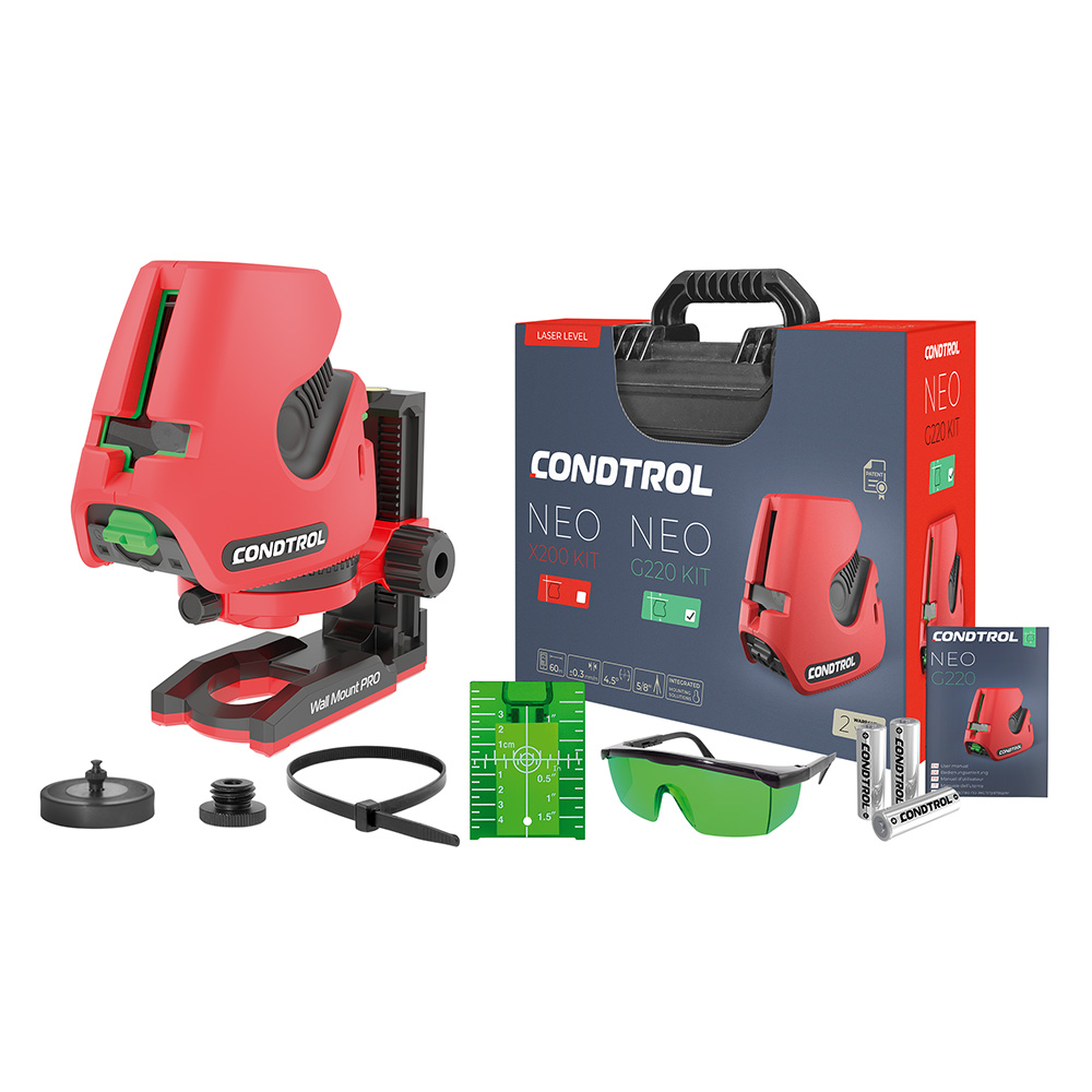 Kruislijnlaser met schietlood Neo G220 Kit van het merk Condtrol Neo G220 Kit kruislijnlaser met schietlood uit de categorie kruislijnlasers met artikelnummer 1-2-401