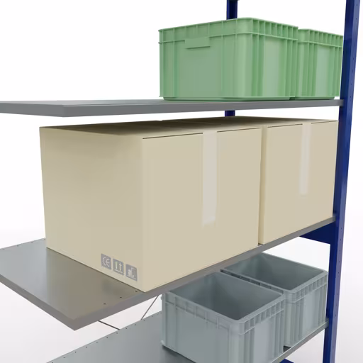 Aanbouwrekken, rekken, insteeksysteem MULTIplus150, 2500 x 1300 x 600 mm, 6 legborden, RAL 5010 gentiaanblauw/verzinkt van Schulte Lagertechnik uit de categorie insteeksystemen