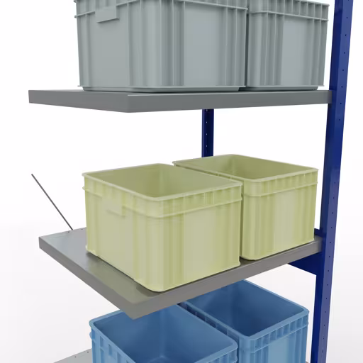 Afbeelding nr. 14 van het artikel aanbouwrekken, legbordstellingen, insteeksysteem MULTIplus250, 2500 x 750 x 600 mm, 6 legborden, kruisschoor, RAL 5010 gentiaanblauw/verzinkt/verzinkt uit de productgroep insteeksysteem van Schulte Lagertechnik.