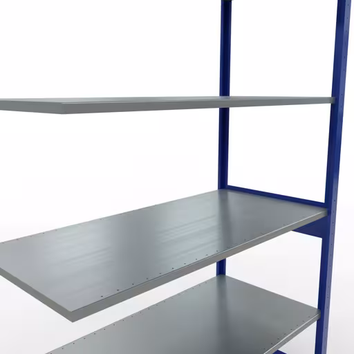 Aanbouwrekken, rekken, insteeksysteem MULTIplus150, 2500 x 1300 x 600 mm, 6 legborden, lengtestangen, RAL 5010 gentiaanblauw/verzinkt van Schulte Lagertechnik uit het assortiment insteeksysteem