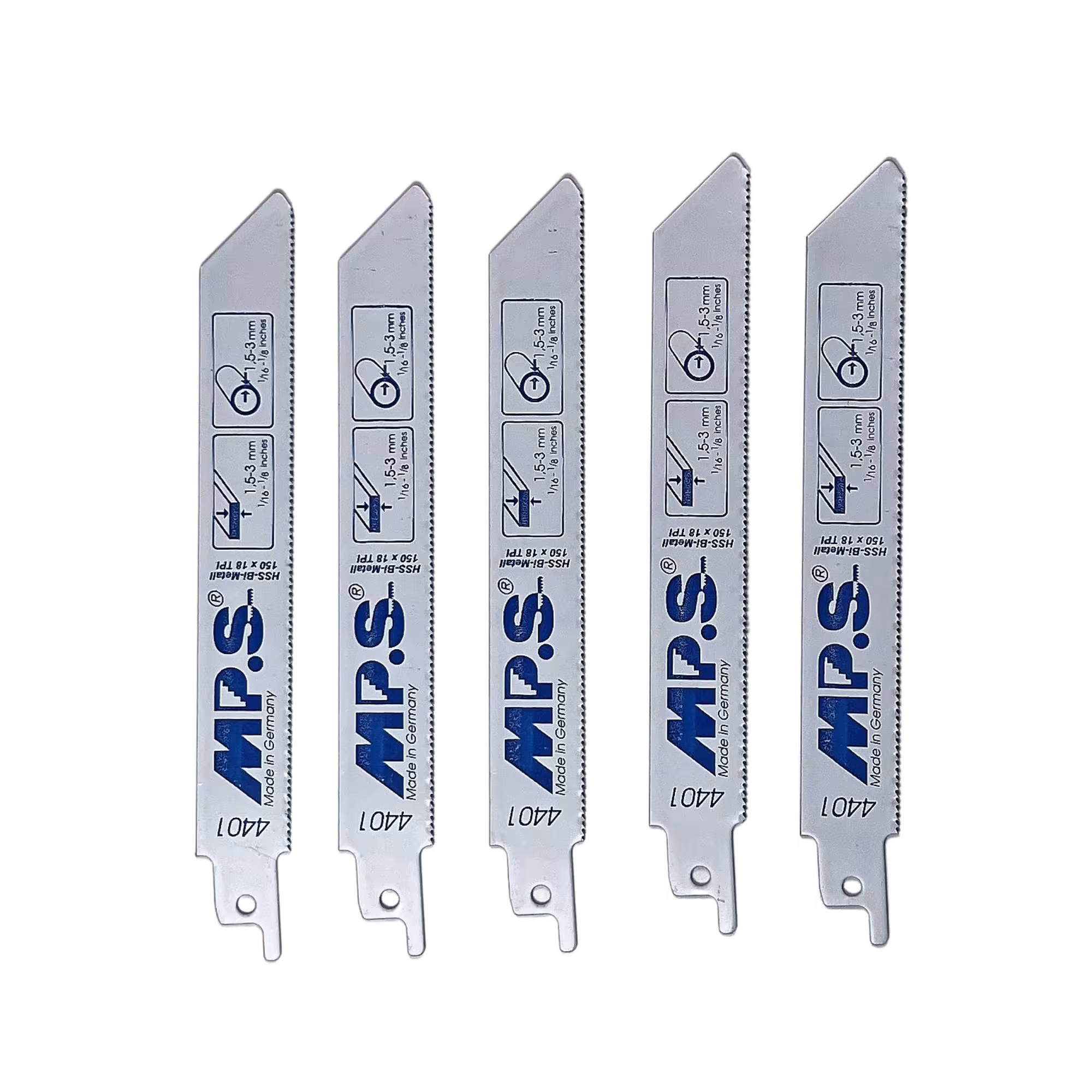 Bimetaal reciprozaagblad gefreesd en gezet totale lengte 150/vertande lengte 130mm, tandsteek 1,4mm van het merk MPS uit de categorie zaagbladen