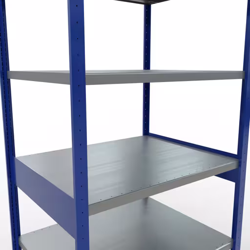 Basisplank, legplank, insteeksysteem MULTIplus250, 2500 x 1000 x 800 mm (HxBxD), 6 legborden, lengtestangen, RAL 5010 gentiaanblauw/verzinkt uit de categorie basisplanken met de GTIN 4004514284143 Basisplank, legbord, insteeksysteem MULTIplus250, 2500 x 1000 x 800 mm, 6 legborden, lengtestangen, RAL 5010 gentiaanblauw/verzinkt van Schulte Lagertechnik uit het assortiment insteeksysteem