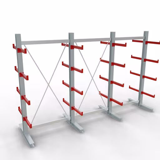 K 3000 compleet legbord, dubbelzijdig, 2500 x 3900 x 500 mm, RAL 7001 / RAL 3000, 5 opslagniveaus, K3000 voor middelzware goederen, art.nr. 27722