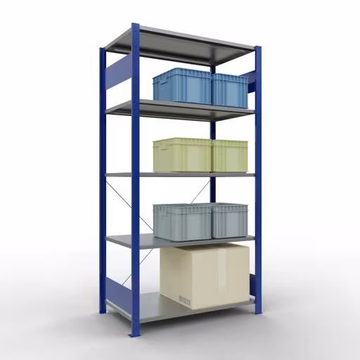 Andere weergave van het artikel basisplank, legbord, insteeksysteem MULTIplus150, 2000 x 1000 x 600 mm, 5 legborden, RAL 5010/verzinkt uit de categorie insteeksysteem