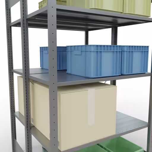 Productafbeelding nr. 13 van het artikel basisplank, dubbele plank, legplank-insteeksysteem MULTIplus150, 2000 x 1000 x (2x500) mm (HxBxD), 2x5 legborden, kruisschoor, verzinkt Afbeelding nr. 13 van het artikel basisrek, dubbel legbord, legbordinsteeksysteem MULTIplus150, 2000 x 1000 x (2x500) mm, 2x5 legborden, kruisschoor, verzinkt uit de productgroep legbordstellingen van Schulte Lagertechnik