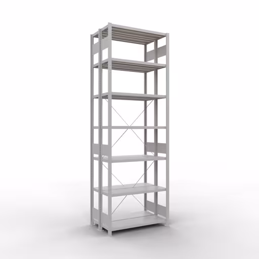 Basisplank, dubbele plank, rekkensysteem MULTIplus250, 3000 x 1000 x (2x300) mm (HxBxD), 2x7 planken, kruisschoor, RAL 7035 lichtgrijs van Schulte Lagertechnik Basisplank, dubbele plank, stellingsysteem MULTIplus250, 3000 x 1000 x (2x300) mm (HxBxD), 2x7 planken, kruisschoor, RAL 7035 lichtgrijs, dubbele planken, art.nr. 32132-G