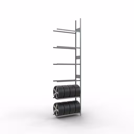 Figuur nr. 7 van het artikel aanbouwrek, wielen-/bandenrek, 4500 x 1200 x 400 mm, verzinkt, 6 opslagniveaus met 150 kg vakbelasting per niveau uit de productgroep stellingrekken van het merk Schulte Lagertechnik