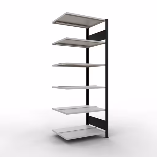Figuur nr. 13 van het artikel, kantoorrekken, insteeksysteem MULTIplus150, 2000 x 750 x 600 mm, 6 planken, met middenaanslag, zwart/lichtgrijs uit de productgroep kantoorrekken van Schulte Lagertechnik