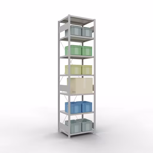 Figuur nr. 14 van het artikel basisplank, legbord, insteeksysteem MULTIplus250, 3000 x 750 x 600 mm, 7 legborden, kruisschoor, RAL 7035 lichtgrijs uit de productgroep insteeksysteem van Schulte Lagertechnik.