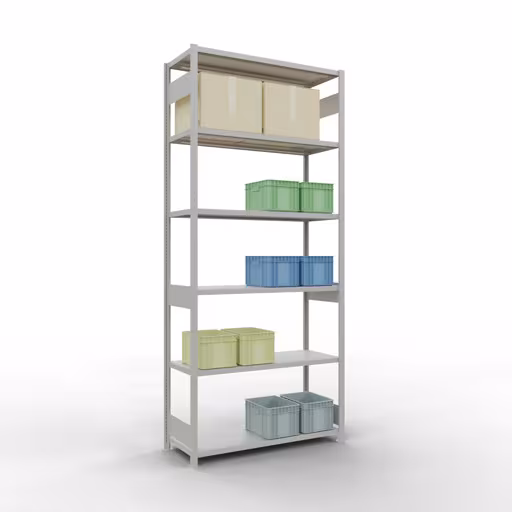 Figuur nr. 14 van het artikel basisplank, legplank, insteeksysteem MULTIplus250, 3000 x 1300 x 500 mm, 7 legborden, lengtestangen, RAL 7035 lichtgrijs uit de insteeksysteem productgroep van Schulte Lagertechnik.