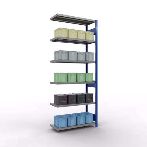 Afbeelding nr. 13 van het artikel aanbouwrekken, legbordstellingen, insteeksysteem MULTIplus330, 2500 x 1000 x 400 mm, 6 legborden, lengtestangen, RAL 5010 gentiaanblauw/verzinkt uit de productgroep insteeksysteem van Schulte Lagertechnik.