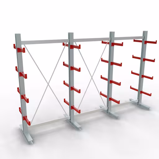 K 3000 compleet legbord, dubbelzijdig, 2500 x 3900 x 400 mm, RAL 7001 / RAL 3000, 5 opslagniveaus, K3000 voor middelzware goederen, art.nr. 27721
