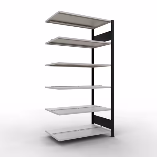 , kantoorrek, insteeksysteem MULTIplus150, 2000 x 1000 x 600 mm, 6 legborden, met middenaanslag, zwart/lichtgrijs van Schulte Lagertechnik uit het assortiment kantoorrekken
