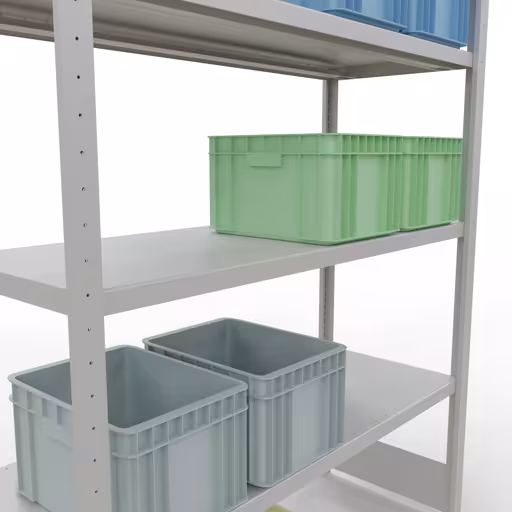 Figuur nr. 14 van het artikel basisplank, legbord, insteeksysteem MULTIplus250, 2000 x 1300 x 500 mm, 5 legborden, lengtestangen, RAL 7035 lichtgrijs uit de productgroep insteeksysteem van Schulte Lagertechnik.