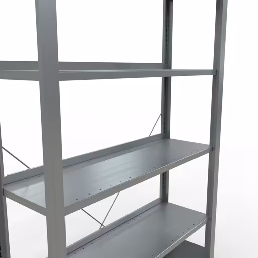 Productafbeelding nr. 11 van het artikel basisplank, kantoorplank, insteeksysteem MULTIplus85, 2000 x 1000 x 300 mm, 6 planken, kruisschoor, verzinkt, met aanslagstang Figuur nr. 11 van het artikel basisplank, kantoorplank, insteeksysteem MULTIplus85, 2000 x 1000 x 300 mm, 6 planken, kruisschoor, verzinkt, met aanslagbeugel uit de productgroep kantoorplanken van Schulte Lagertechnik.