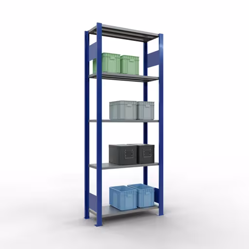 Andere weergave van het artikel basisplank, legplank, insteeksysteem MULTIplus150, 2000 x 750 x 300 mm, 5 legborden, RAL 5010 gentiaanblauw/verzinkt/verzinkt uit de categorie basisplanken