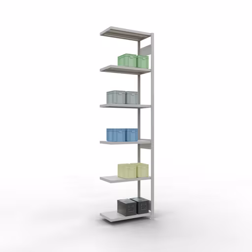Figuur nr. 13 van het artikel aanbouwrekken, legbordstellingen, insteeksysteem MULTIplus250, 3000 x 750 x 400 mm, 7 legborden, lengtestangen, RAL 7035 lichtgrijs uit de insteeksysteem productgroep van Schulte Lagertechnik.