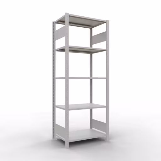 Basisplank, plankplank, insteeksysteem MULTIplus150, 2000 x 750 x 500 mm, 5 planken, lengtestangen, RAL 7035 lichtgrijs van Schulte Lagertechnik met het artikelnr. 32650-75-LR