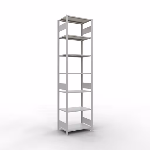 Basisplank, legbord, insteeksysteem MULTIplus150, 3000 x 750 x 500 mm, 7 legborden, lengtestangen, RAL 7035 lichtgrijs van Schulte Lagertechnik uit het assortiment insteeksysteem