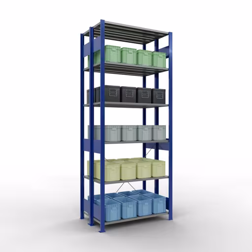 Basisplank, dubbele plank, stellingsysteem MULTIplus150, 2500 x 1000 x (2x300) mm (HxBxD), 2x6 planken, kruisschoor, RAL 5010 gentiaanblauw met de GTIN 4004514293718 Basisplank, dubbele plank, plankinsteeksysteem MULTIplus150, 2500 x 1000 x (2x300) mm, 2x6 planken, RAL 5010 gentiaanblauw van Schulte Lagertechnik met het artikelnr. 32731-B