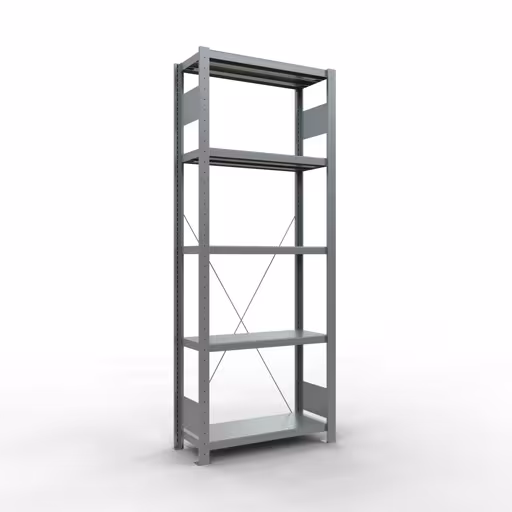 Basisplank, legbord, insteeksysteem MULTIplus250, 2000 x 750 x 300 mm, 5 legborden, kruisschoor, verzinkt van Schulte Lagertechnik uit het assortiment insteeksysteem